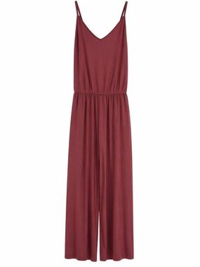 Women’s ribbed  Wide-Leg Jumpsuit in Burgundy